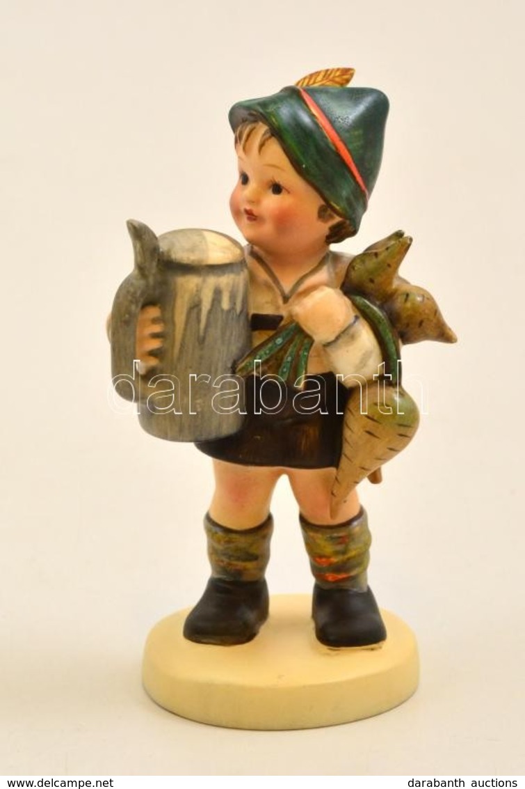 Hummel Bajor Kisfiú, Kézzel Festett Kerámia, Jelzett, Restaurált, M:13 Cm - Autres & Non Classés