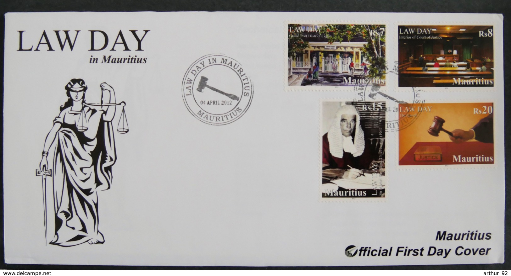 ILE MAURICE - MAURITIUS - 2012 - FDC - LAW DAY - Mauritius (1968-...)