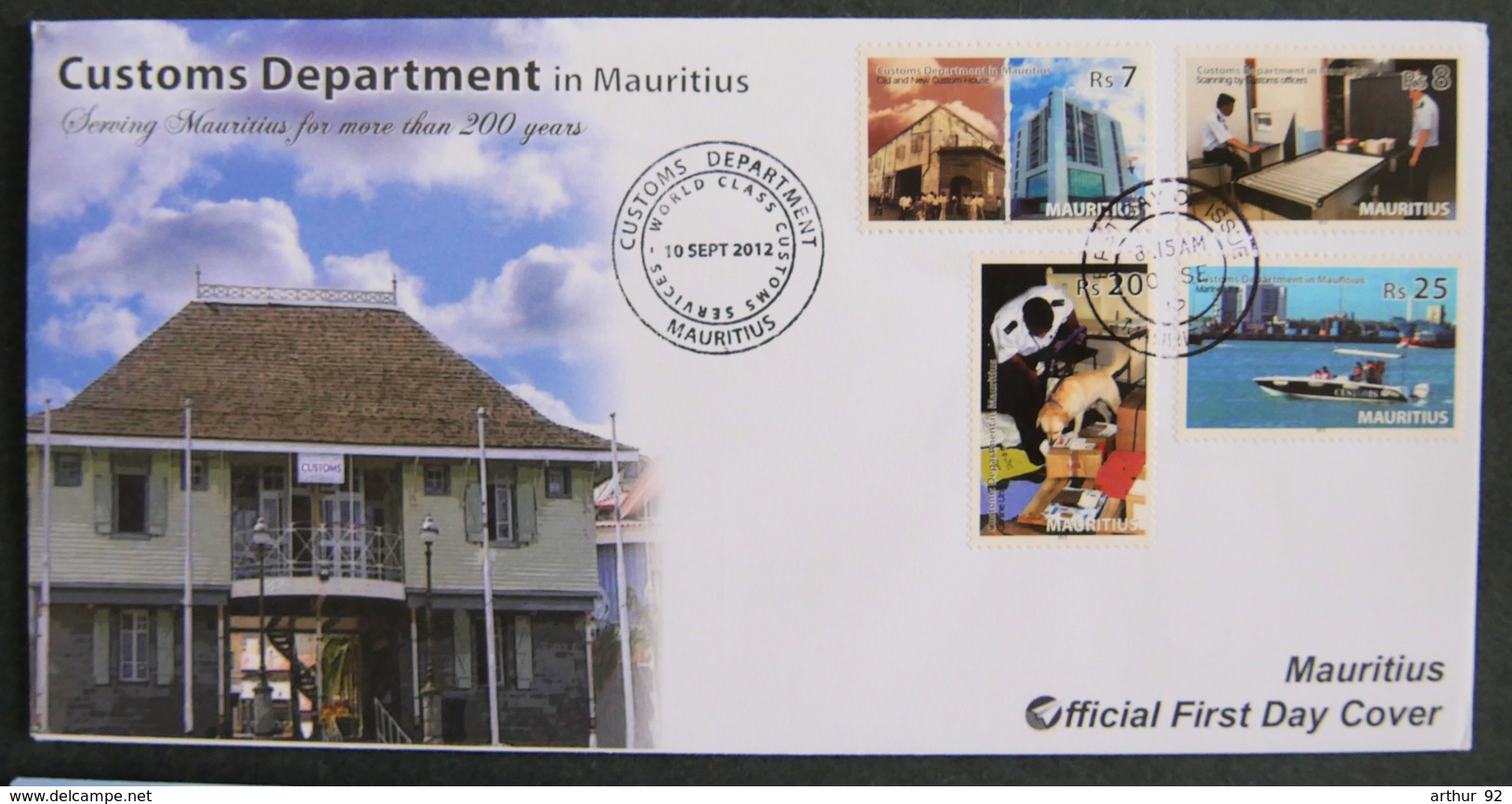 ILE MAURICE - MAURITIUS - 2012 - FDC - CUSTOMS DEPARTMENT IN MAURITIUS - Mauritius (1968-...)