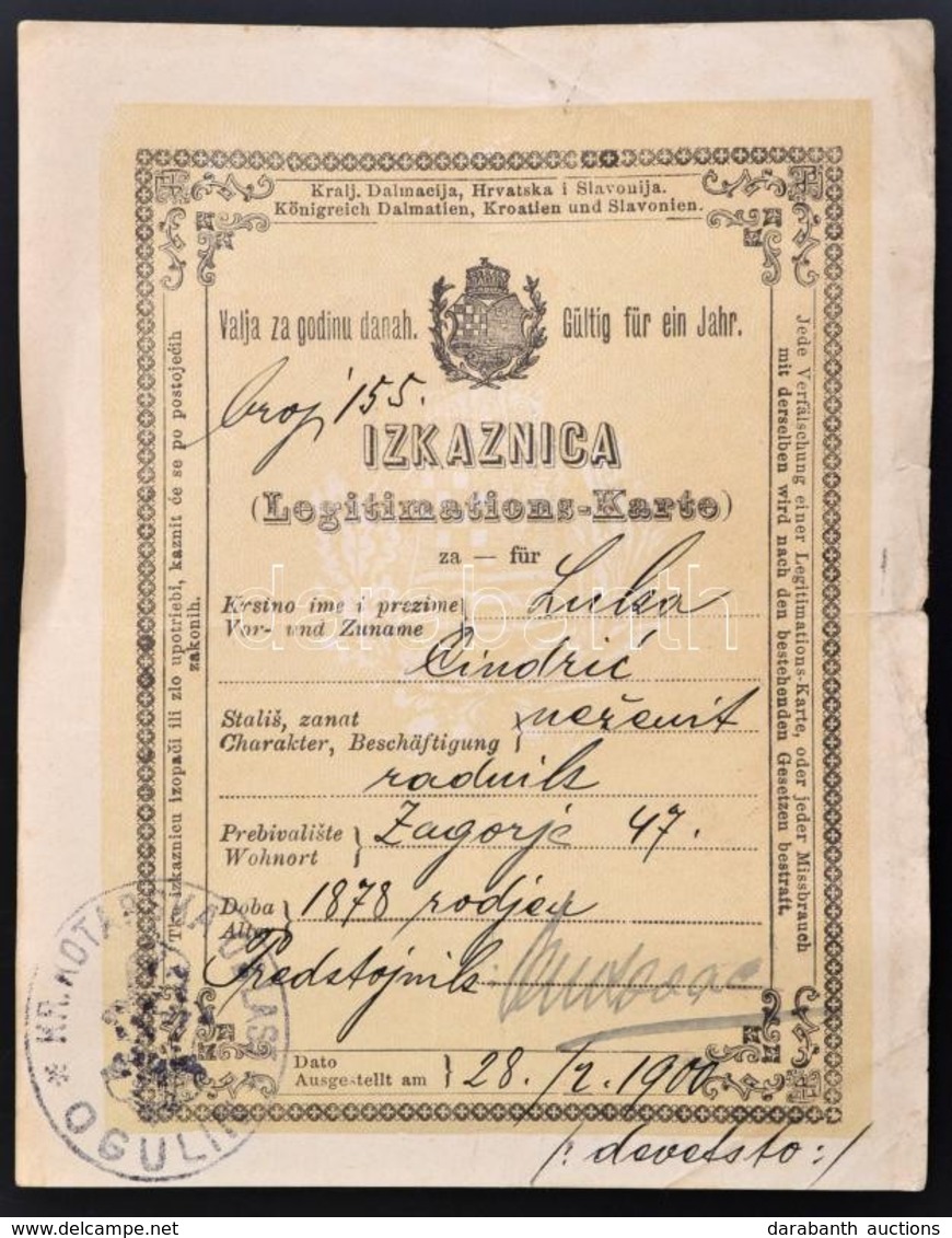 1878 Horvát Személyi Igazolvány / Croatian ID - Non Classés