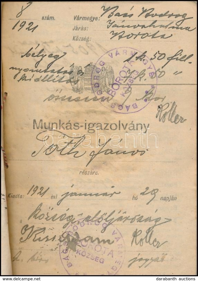 1921 Borotva, Munkásigazolvány, 103p - Non Classés