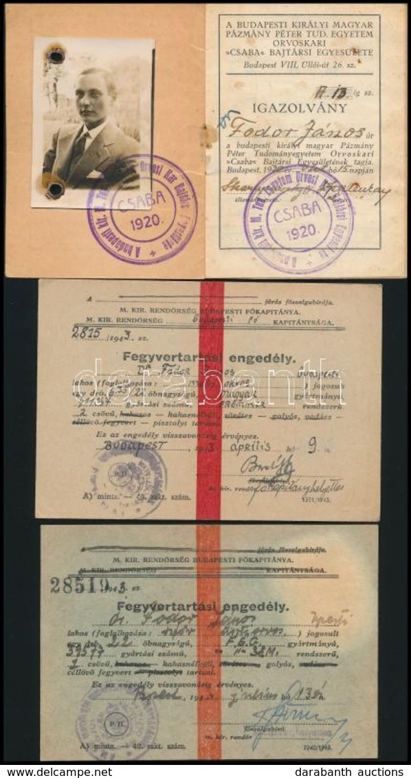 1930-1943 Budapesti Kir. M. Pázmány Péter Tudományegyetem Orvoskari 'Csaba' Bajtársi Egyesületének Fényképes Igazolványa - Unclassified