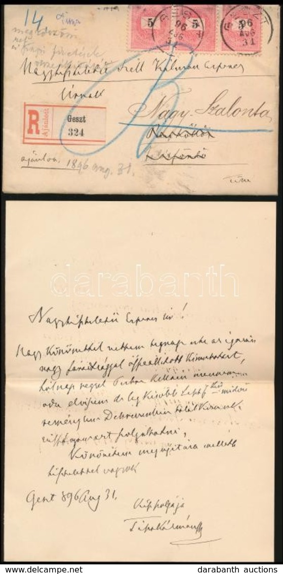 VÉDETT! 1896 Gróf Tisza Kálmán (1830-1902) Saját Kézzel írt Levele Szél Kálmán Református Esperesnek (1838-1928) Reformá - Non Classés