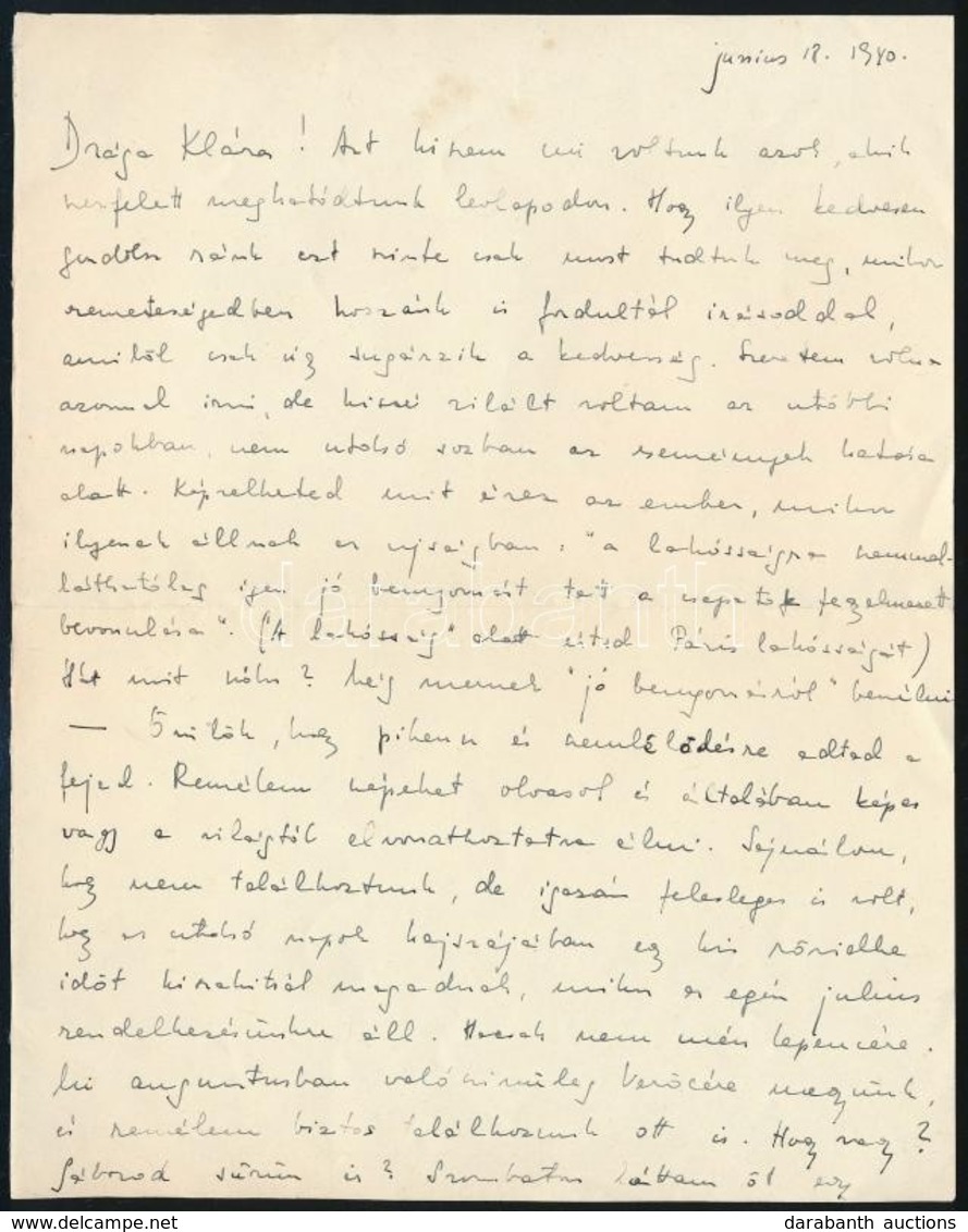 1939-1940 Kozma Erzsébet, Kozma Lajos (1884-1948) építész Lányának Levele és Lapja Huszár Klára Részére - Non Classés