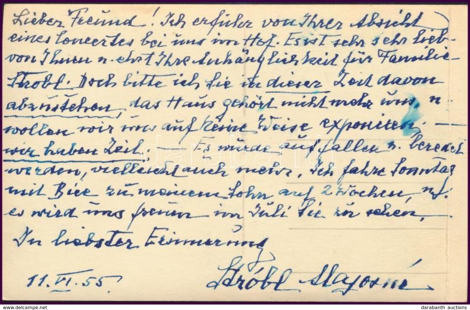 1955 Kisfaludi Strobl Alajosné, Kratochwill Alojzia Lujza (1876-1964) Saját Kézzel írt Levelezőlapja Keltscha Nándor Heg - Sin Clasificación