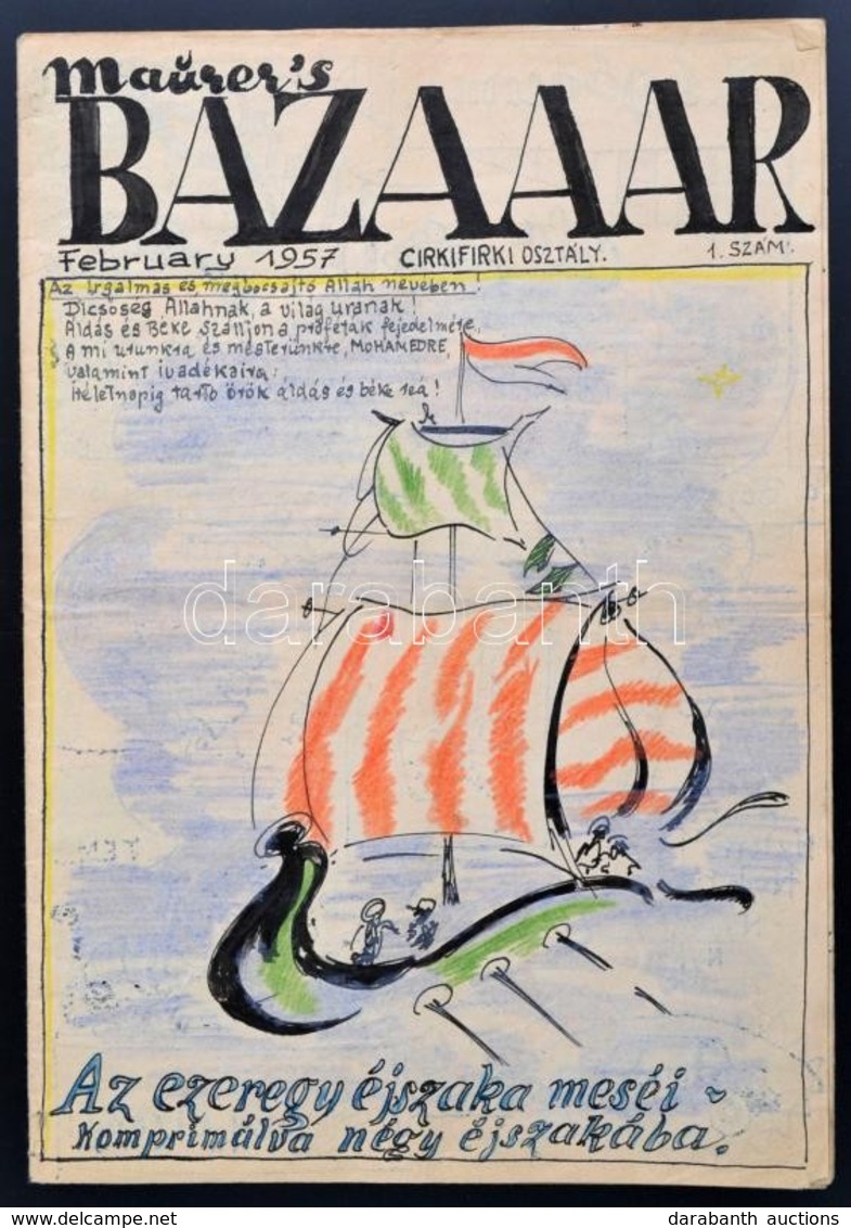 1957 Maurer's Bazaar Kézzel Rajzolt újság. Thio Mariann 20 Oldalas, Sok Karikatúrát, Történetet és Rajzot Tartalmazó Egy - Non Classés