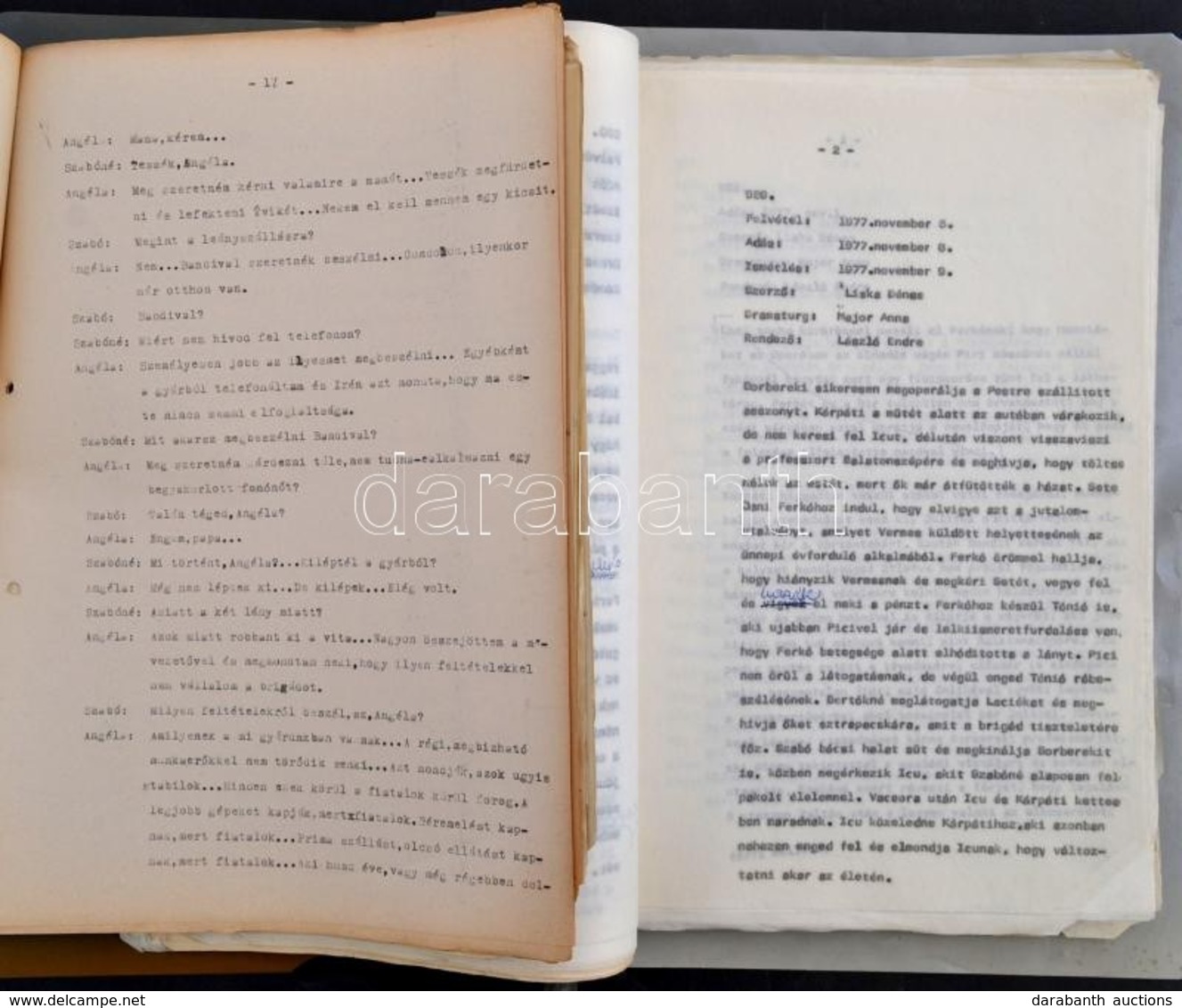 1972-1979 A Szabó-család Gépelt Szövegkönyvei, Liska Dénes (1927-2012) Dramaturg, író Saját Kézzel írt Javításaival, Jeg - Non Classificati