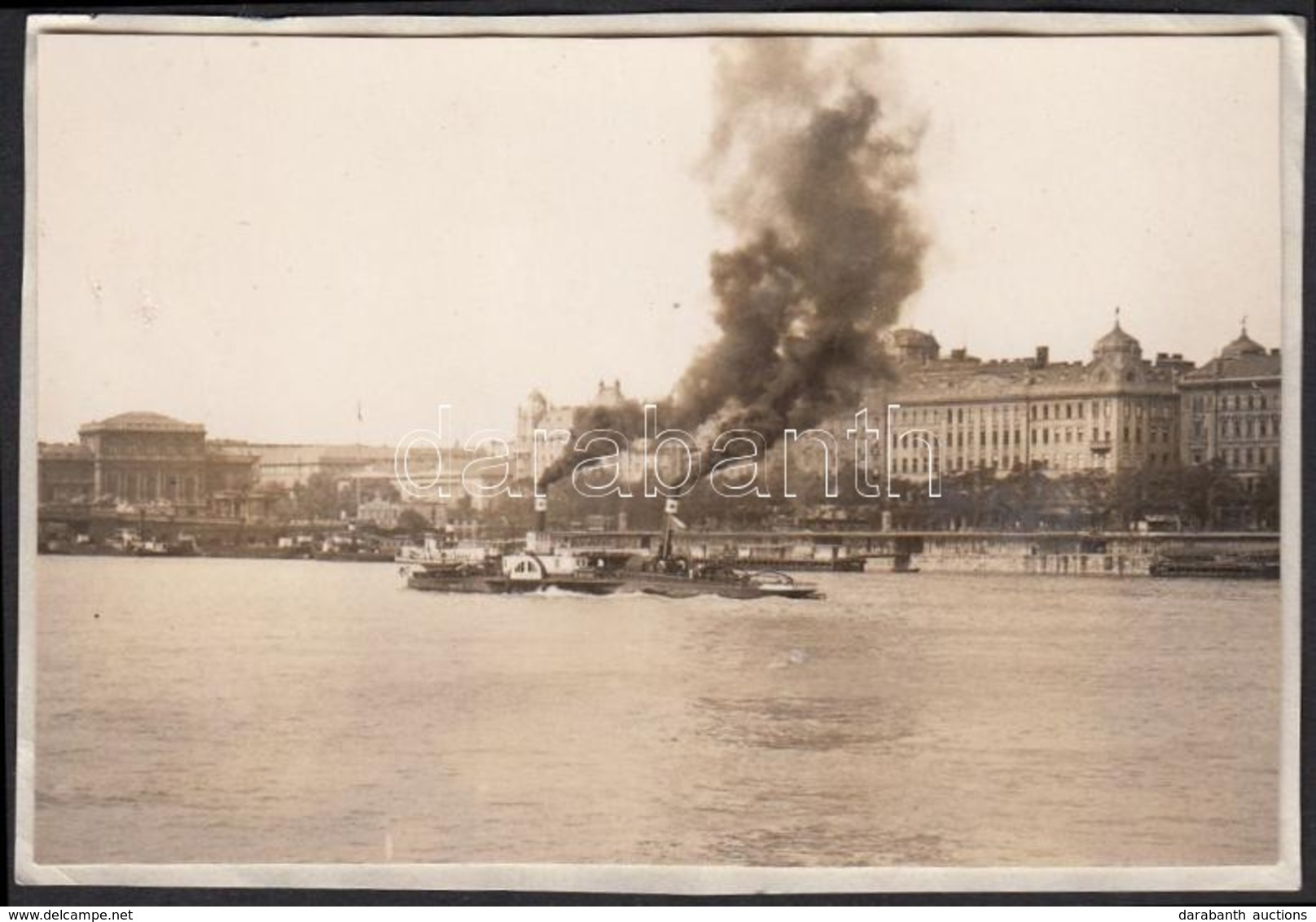 1929 Kinszki Imre (1901-1945): Gőzhajók Találkozása, Feliratozott Vintage Fotó A Szerző Hagyatékából, 5,5x8,5 Cm - Otros & Sin Clasificación