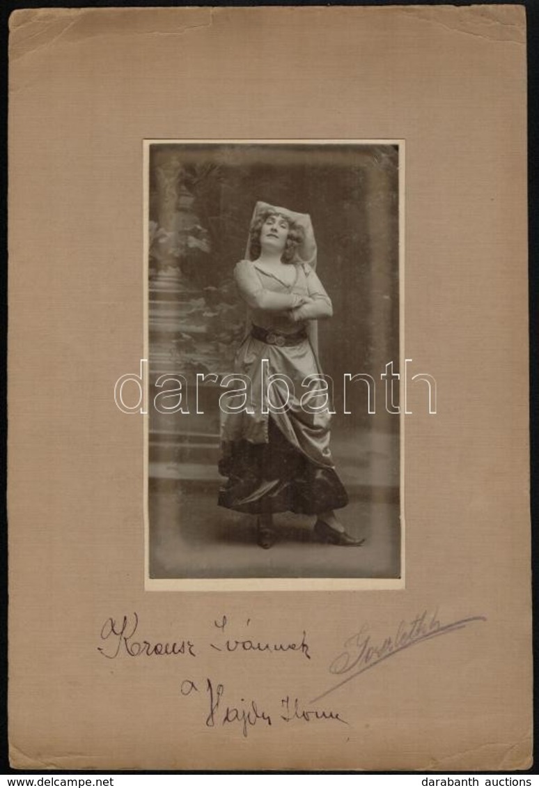 Cca 1915 Hajdu Ilona (1889-?) Szoprán Opera-énekesnő Dedikált Fotója, Goszleth István Műterméből, Kartonra Kasírozva, Fe - Otros & Sin Clasificación