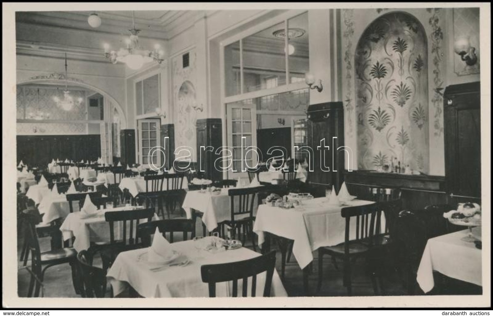 Cca 1940 Bp., Grand Restaurant Belső Tere, Spolarich Zöldfa Éttermei, MFI Fotólap, 8,5×13,5 Cm - Otros & Sin Clasificación