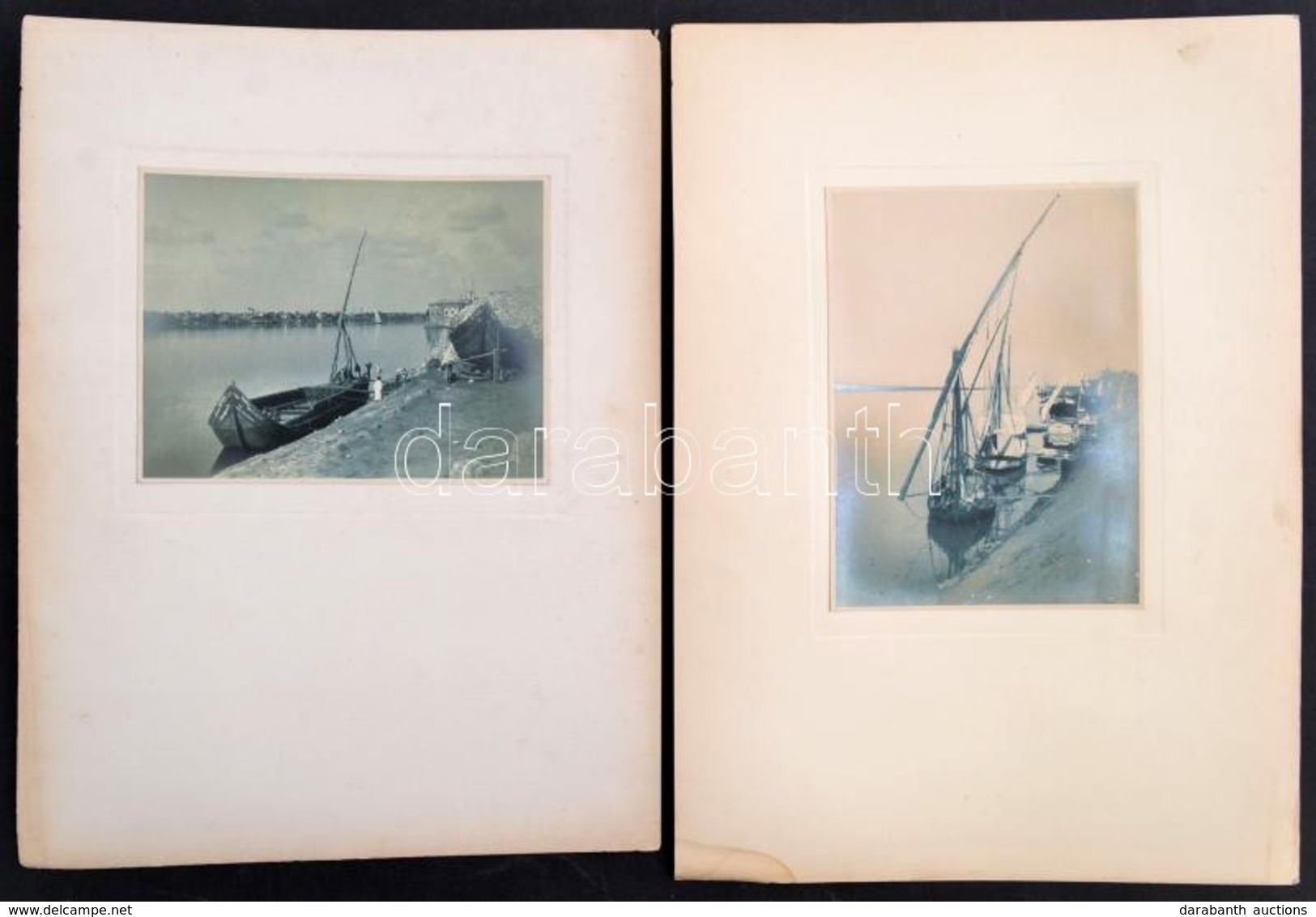 1931 Hajók A Níluson, 2 Db Fotó Kartonon, Az Egyik A Hátoldalán Feliratozva, 17x12 Cm és 12x16 Cm Közötti Méretben - Otros & Sin Clasificación