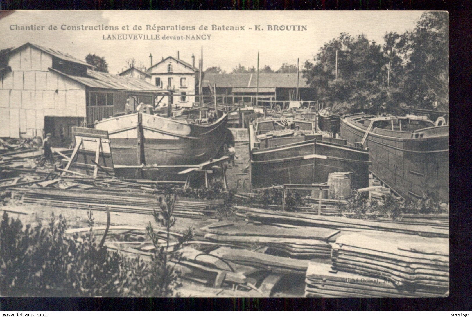 Frankrijk France - Laneuveville Nancy - Chantier Constructions Reparations Bateaux Broutin - 1915 - Andere & Zonder Classificatie