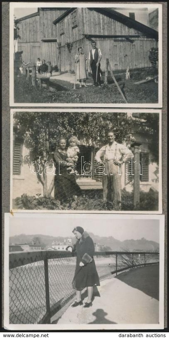 Cca 1930-1940 Régi Fotóalbum Tirolból, Családi életképekkel, 52 Db, 6×8 Cm - Otros & Sin Clasificación