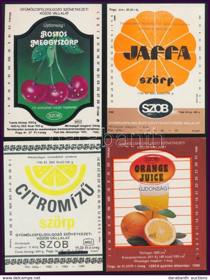 1982-1986 18 Db Régi Szobi Szörp és Ital Címke, 10×7 Cm - Publicidad