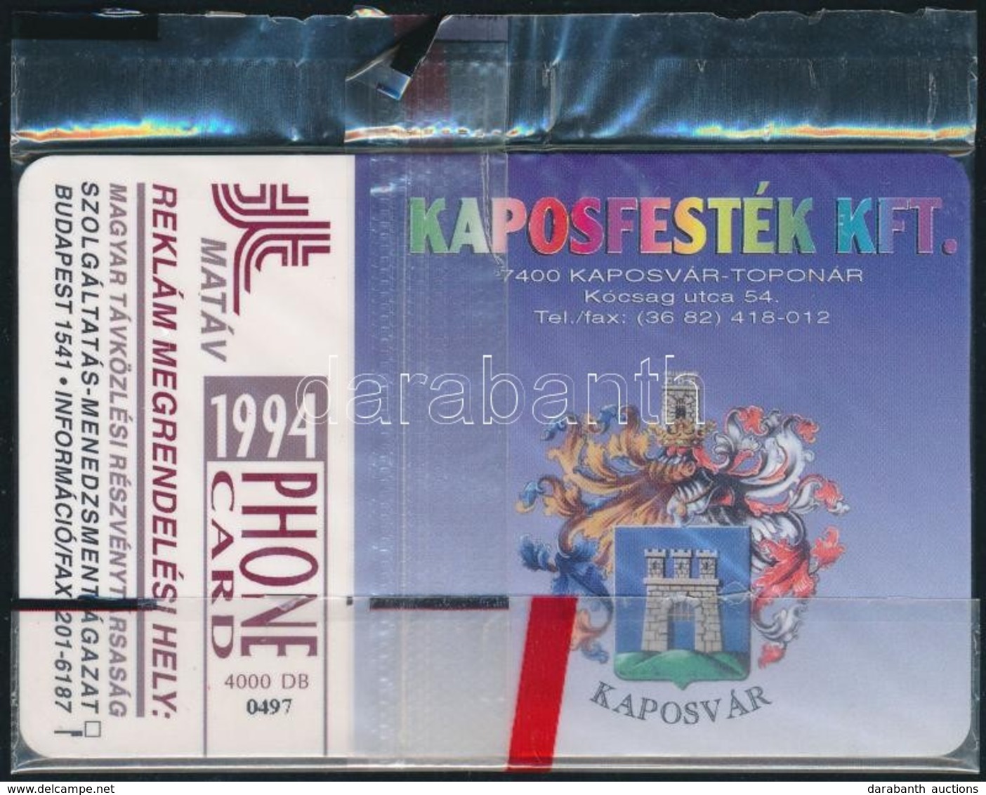 1994 Kaposvár, Kaposfesték Telefonkártya. Használatlan, Bontatlan Csomagolásban, Sorszámozott. Csak 4000 Db! - Ohne Zuordnung