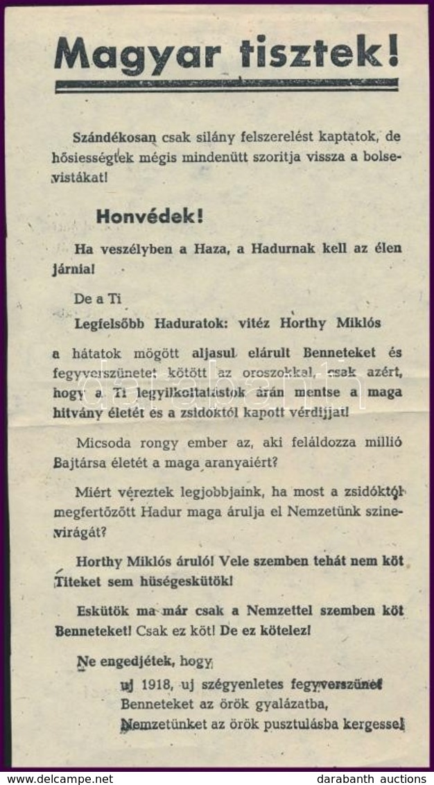 Horthy Ellenes Nyilas Röplap Reprintje - Otros & Sin Clasificación