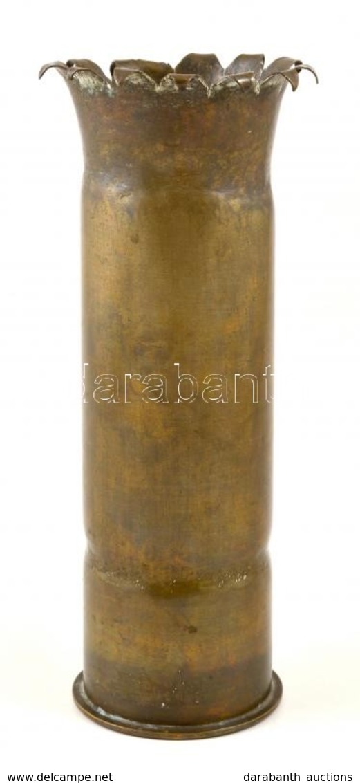 Ágyúhüvelyből Készített Váza, Alján '1907 Schneider Canet' Felirattal, Réz, M:26,5 Cm - Autres & Non Classés