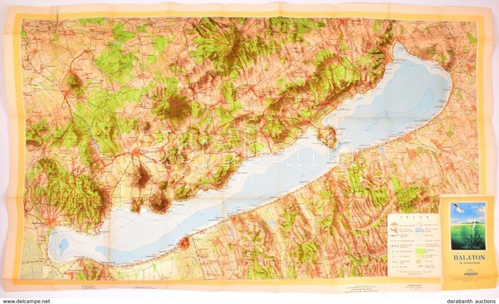 1958 A Balaton és Környéke Térkép, Kiadja: Cartographia, Szakadással, 56×90 Cm - Autres & Non Classés