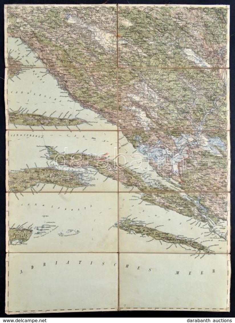 Cca 1895 Dalmát Partvidék és Mostar Vidékének Térképe, 1:200.000, Vászonra Kasírozva, 57x42 Cm. - Autres & Non Classés