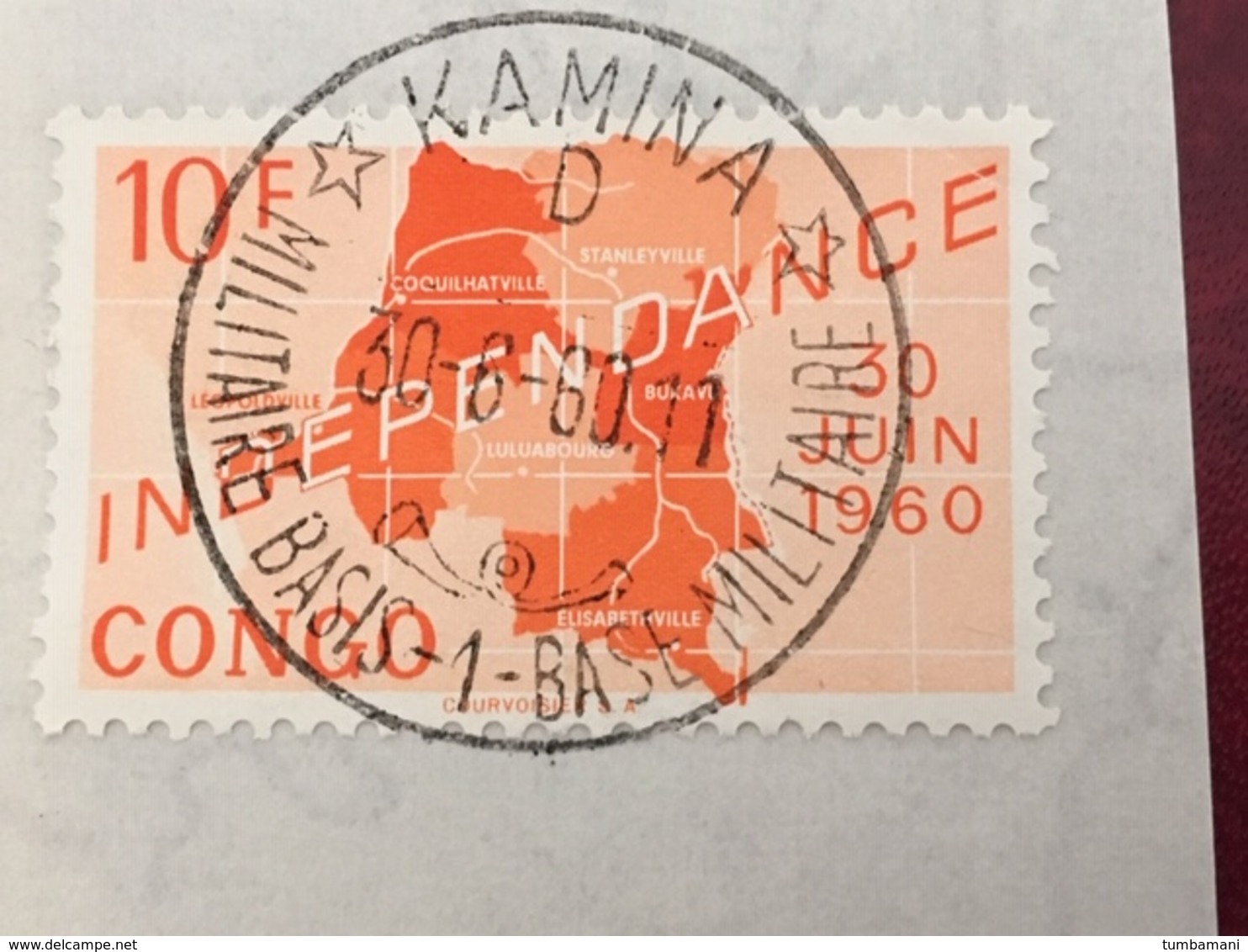 Republiek Congo Stempel- Oblitération Kamina Base Militaire 1 D - Autres & Non Classés