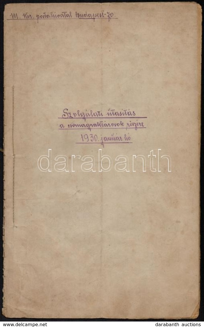 1930 M. Kir. Posta 1930. Január Havi 2 Db Szolgálati Utasítása Csomagraktárosok Részére, 22+22 P. - Sin Clasificación