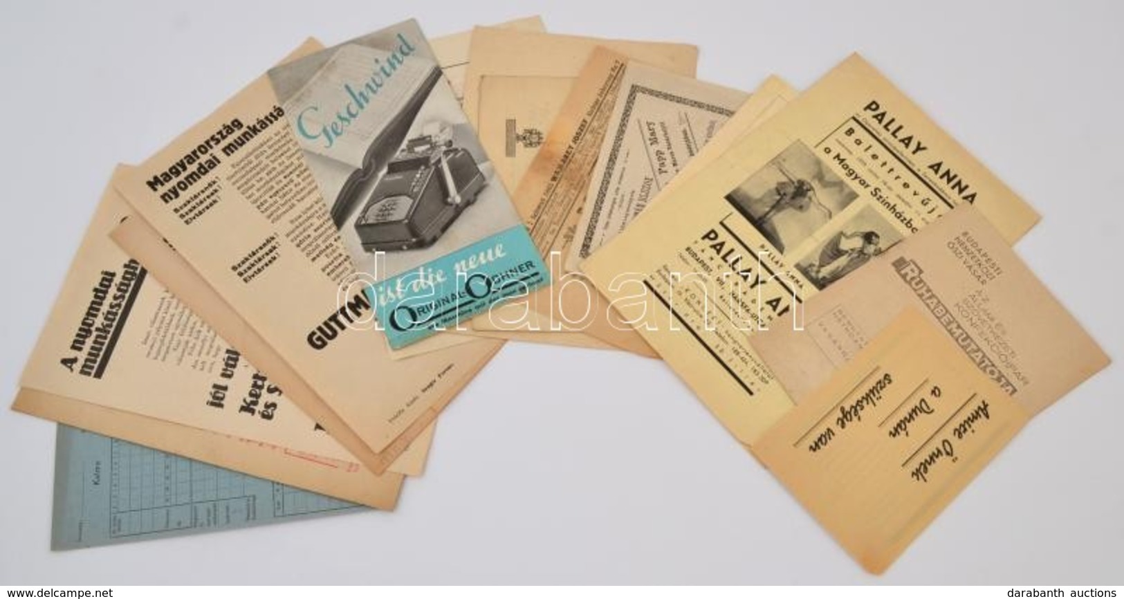 1930-1949 Vegyes Nyomtatvány Tétel, Közte Reklámanyagok, Nyomtatványok, Változó állapotban. - Sin Clasificación