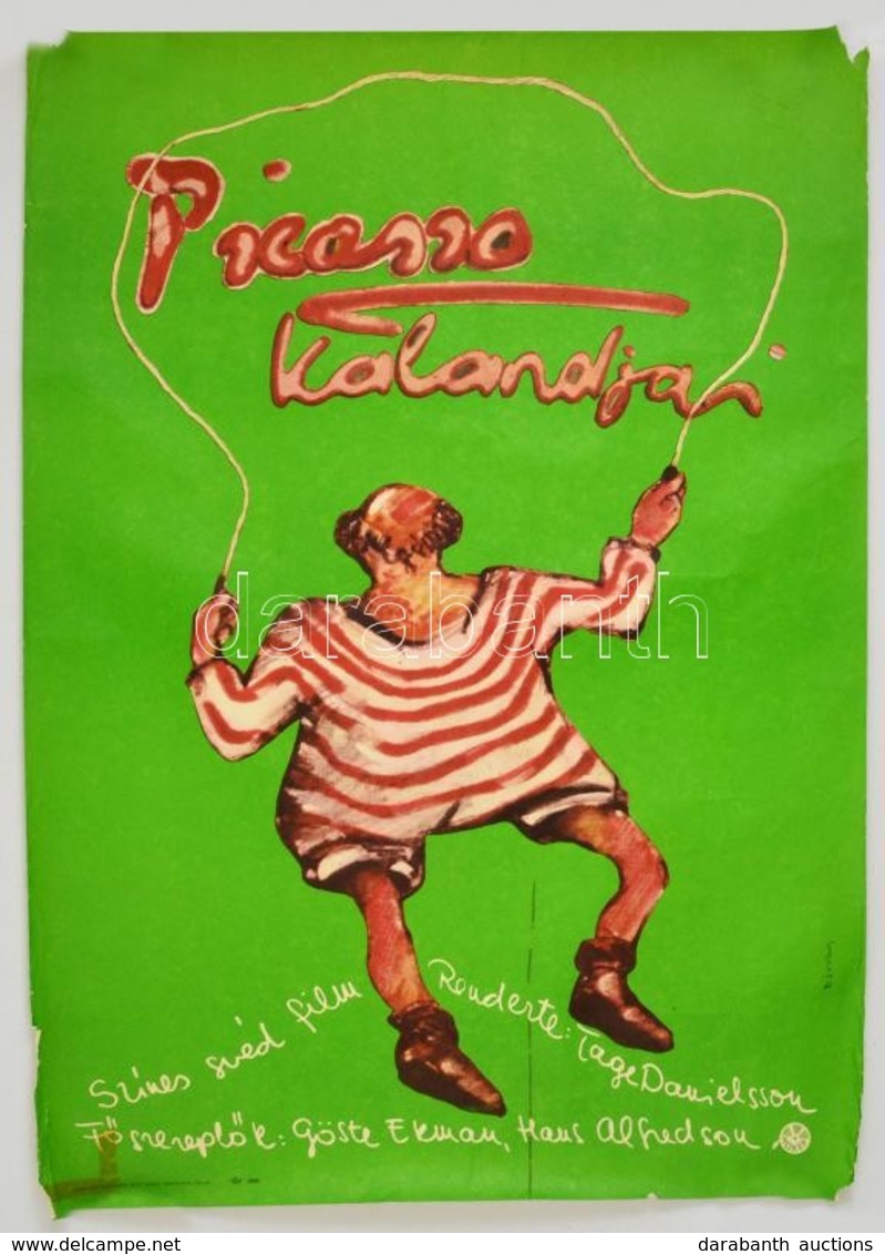 1980 Bányai István (1949-): Picasso Kalandjai, Svéd Film Plakát, Ofszet, Sarkain Kis Sérüléssel, 84x60 Cm - Otros & Sin Clasificación