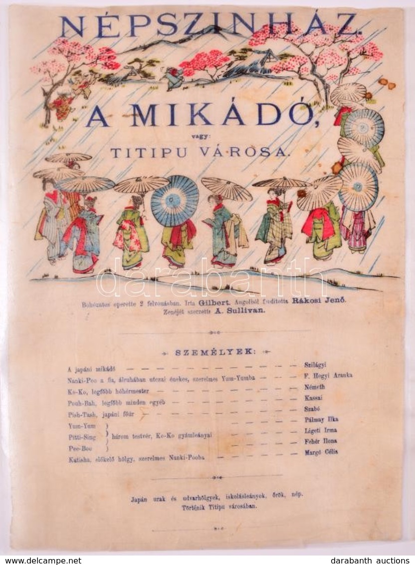 1886 William Schwenk Gilbert: A Mikádó Vagy: Titipu Városa. Fordította: Rákosi Jenő. Zenéjét Szerezte: Arthur Sullivan.  - Otros & Sin Clasificación