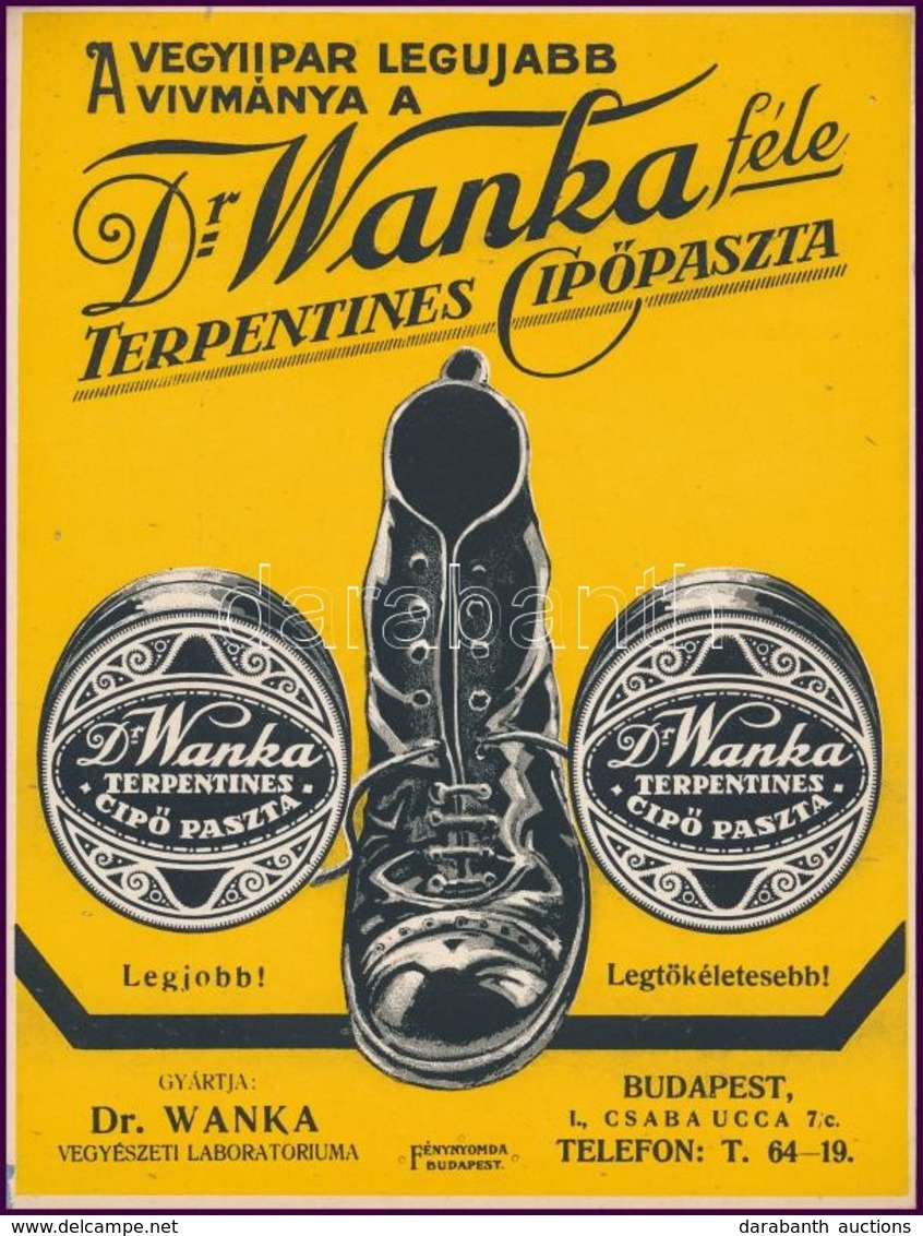 Cca 1920 Dr. Wanka Féle Cipőpaszta Karton Kisplakát Szép állapotban. 19x24 Cm - Andere & Zonder Classificatie