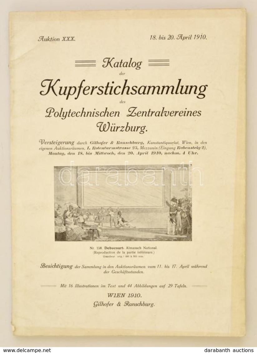 1910 Katalog Der Kupferstichsammlung Des Polytechnischen Zentralvereines Würzburg. Wien, Gilhofer & Ranschburg. Papírköt - Non Classés