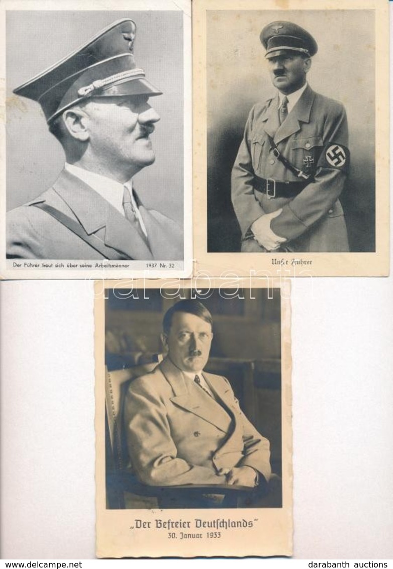 * 10 Db RÉGI Német Nemzetszocialista (náci) Képeslap Hitlerrel és Mussolinivel / 10 Pre-1945 German NSDP (Nazi) Postcard - Non Classés