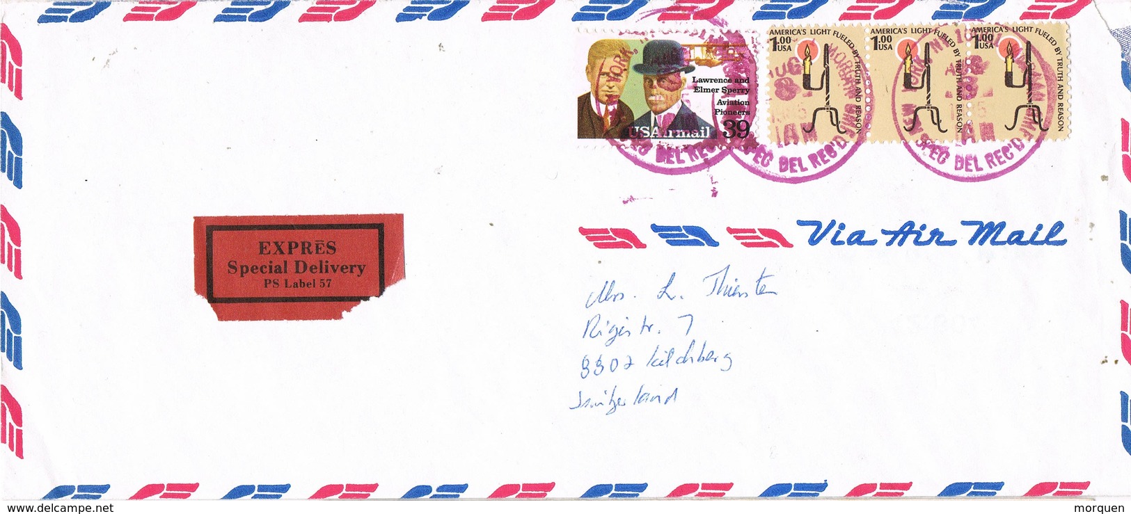 31504. Carta Aerea Especial Delivery, Expres NEW YORK 1981 To Suisse - Cartas & Documentos