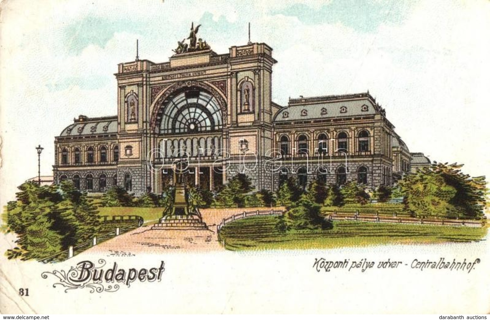 T2/T3 Budapest VII. Központi (Keleti) Pályaudvar, Vasútállomás, Baross Szobor. Art Nouveau, Litho (EB) - Sin Clasificación