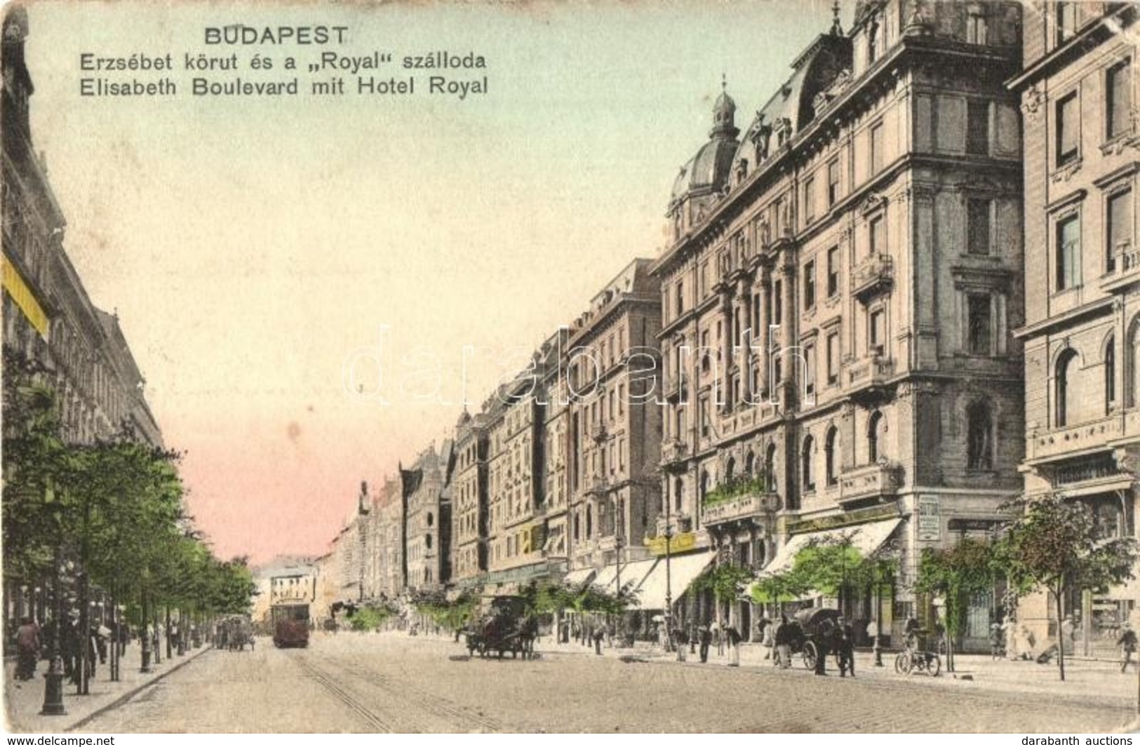 * T2/T3 Budapest VII. Erzsébet Körút, Hotel Royal Szálloda és Kávéház, Villamos, üzletek (EK) - Sin Clasificación