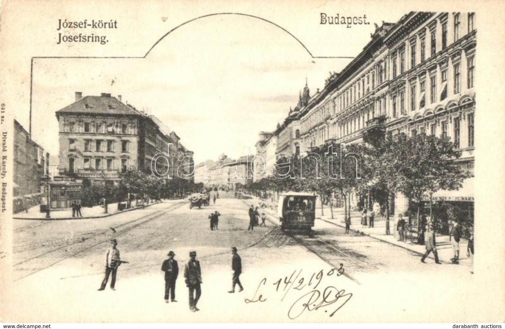 T2/T3 1903 Budapest VIII. József Körút, Villamos, Baross Kávéház, Sörcsarnok. Divald Károly 641. Sz. (EK) - Sin Clasificación