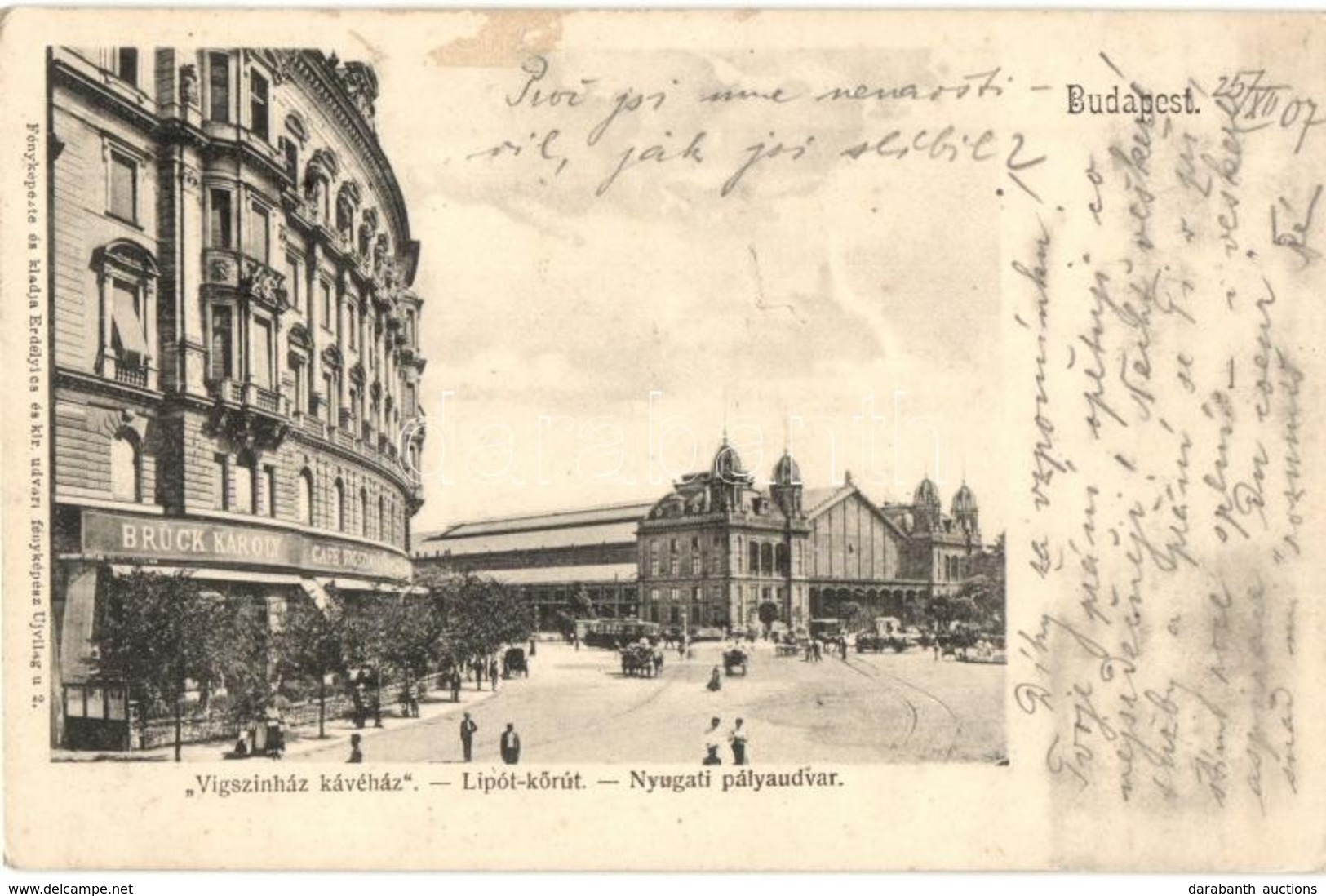 T2/T3 1929 Budapest XIII. Brück Károly Vígszínház Kávéháza, Lipót Körút, Nyugati Pályaudvar, Villamos - Non Classés