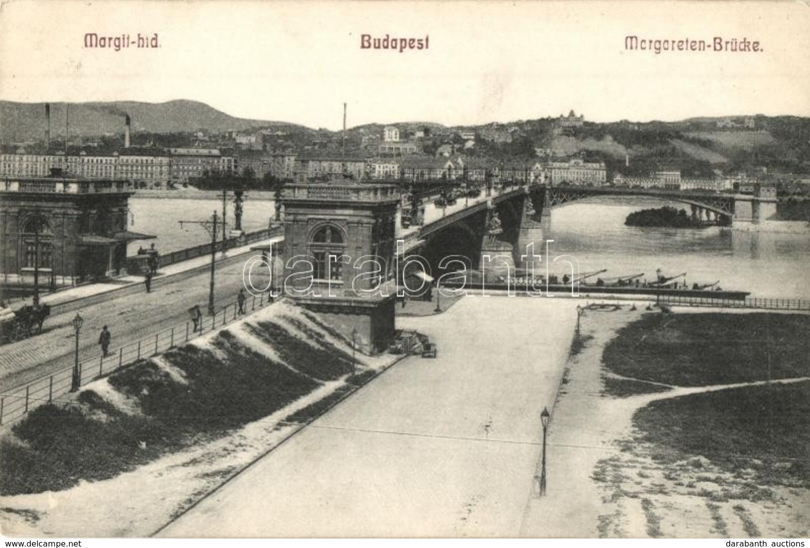 T2 1913 Budapest XIII. Margitsziget, Margit Híd, Villamosok, Uszály - Sin Clasificación