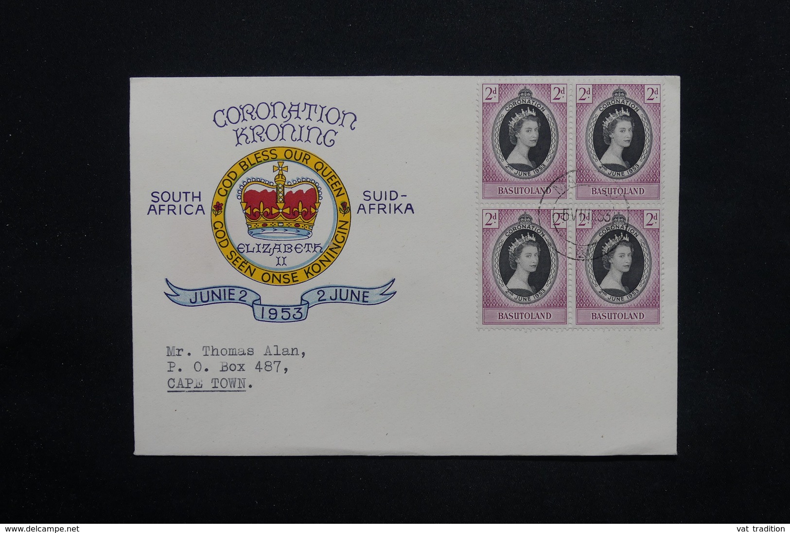 BASUTOLAND - Enveloppe FDC Du Couronnement De La Reine Elisabeth En 1953 Pour Cape Town - L 25143 - 1933-1964 Crown Colony