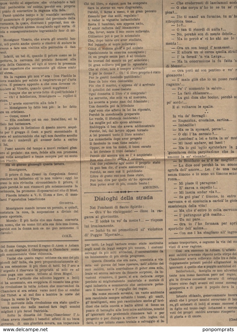 Journal "LA CHIACCHIERA" De FIRENZE 1891 Avec 2 Cmi /20Cmi COLIS POSTAL Oblt CàD  De FIRENZE (FERROVIA) - Marcophilie