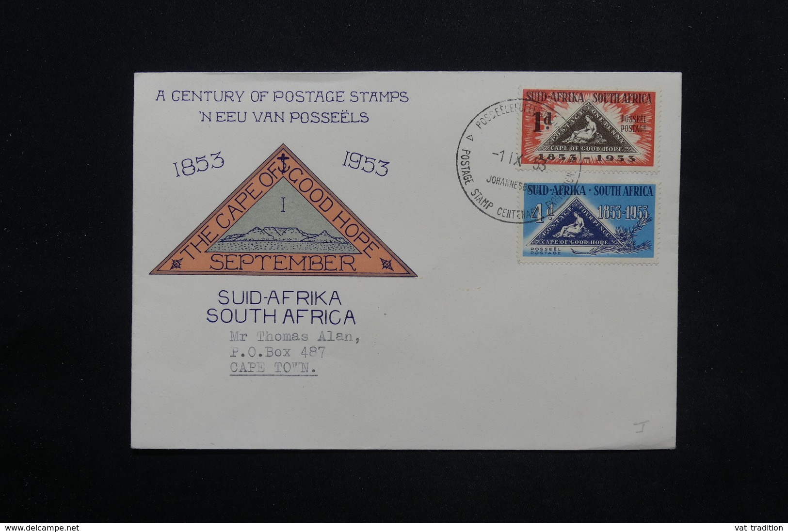 AFRIQUE DU SUD - Enveloppe FDC Du Centenaire Du Timbre En 1953 Pour Cape Town - L 25144 - FDC