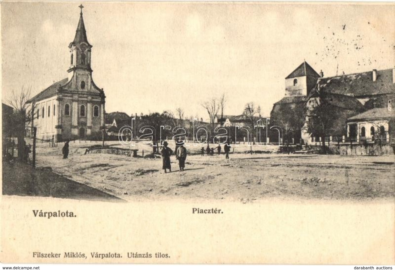 T2 1908 Várpalota, Piactér, Római Katolikus Templom. Kiadja Filszeker Miklós - Sin Clasificación