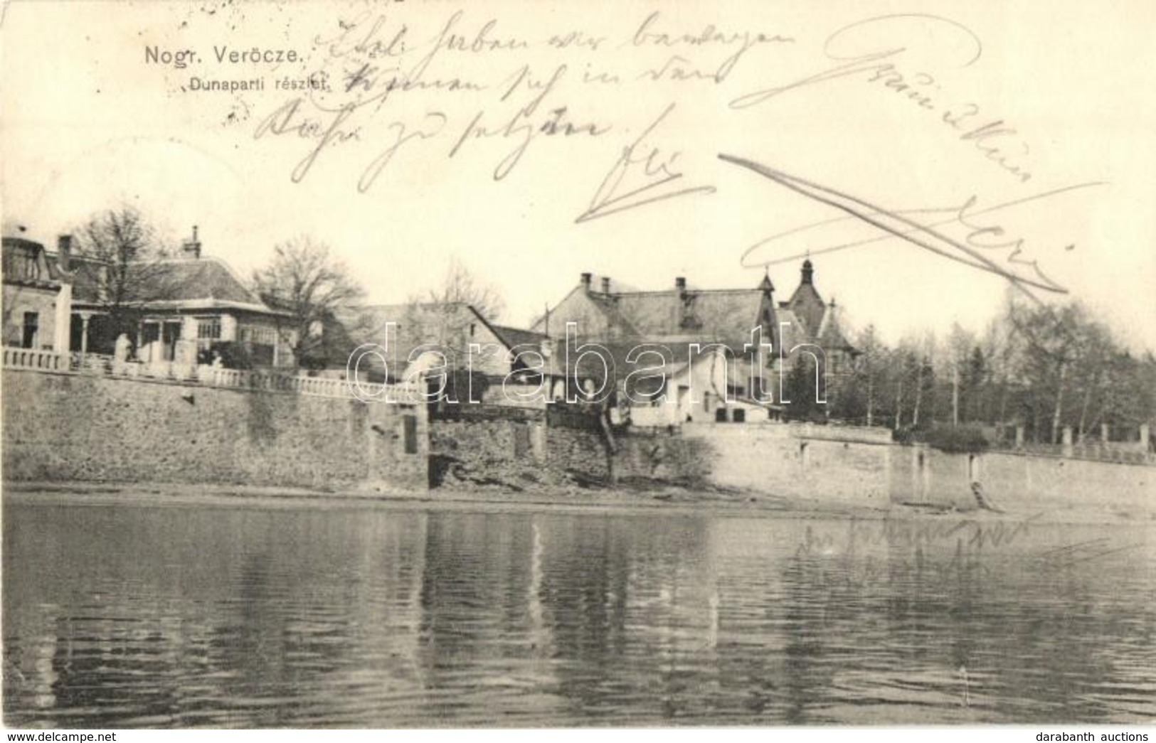 T2 1910 Verőce, Nógrádverőce; Dunaparti Rész, Villa. Kiadja Zoller József 253. Sz. + Budapest-Galánta-Oderberg 362. Vona - Sin Clasificación