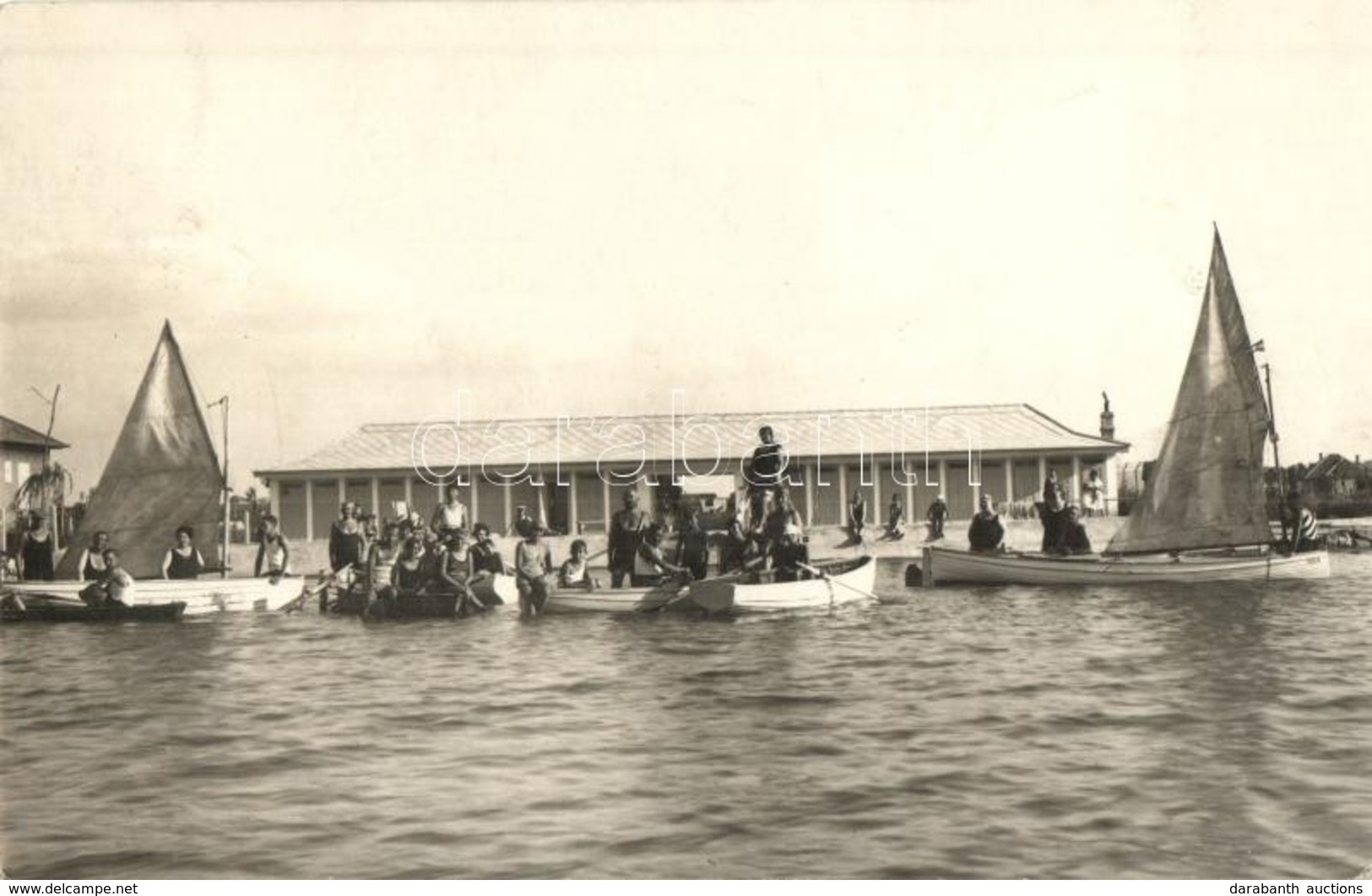 * T2 1931 Zamárdi, Balaton Part, Fürdőzők, Csónakázók, Vitorlások. Schäffer Gyula Photo - Non Classés