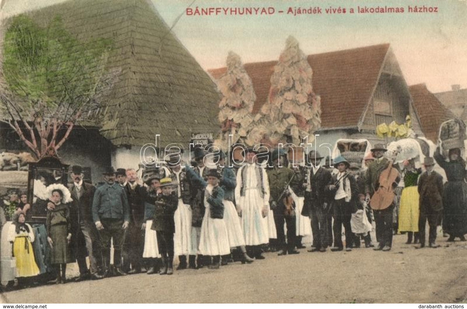 T2/T3 Bánffyhunyad, Huedin; Jamberger M. Férfi Szabó, Ajándékvivés A Lakodalmas Házhoz / Shop, Folklore, Wedding Ceremon - Non Classés