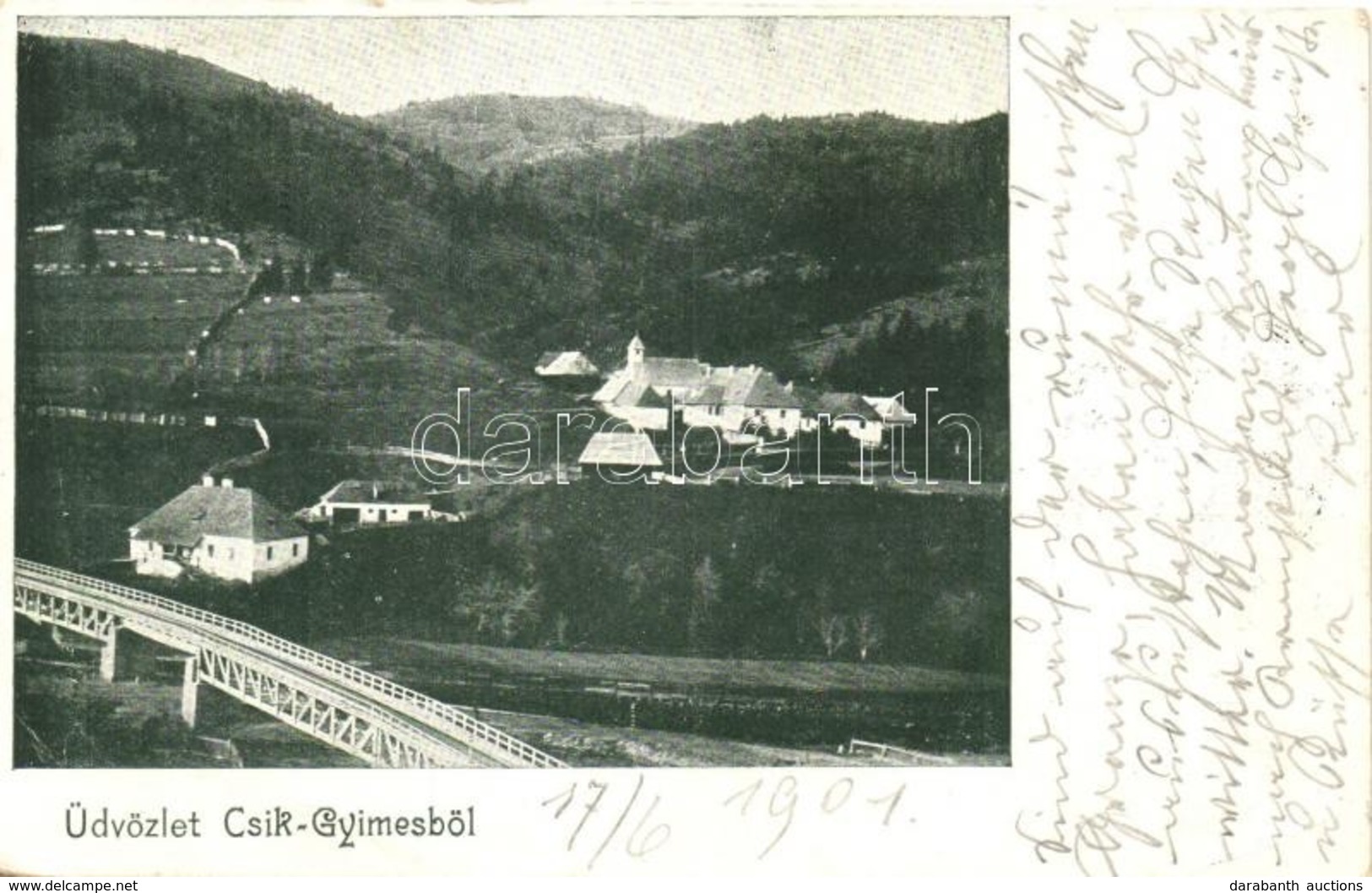 T2/T3 1901 Csíkgyimes, Gyimes, Ghimes; Látkép Híddal / Panorama View With Bridge (EK) - Sin Clasificación