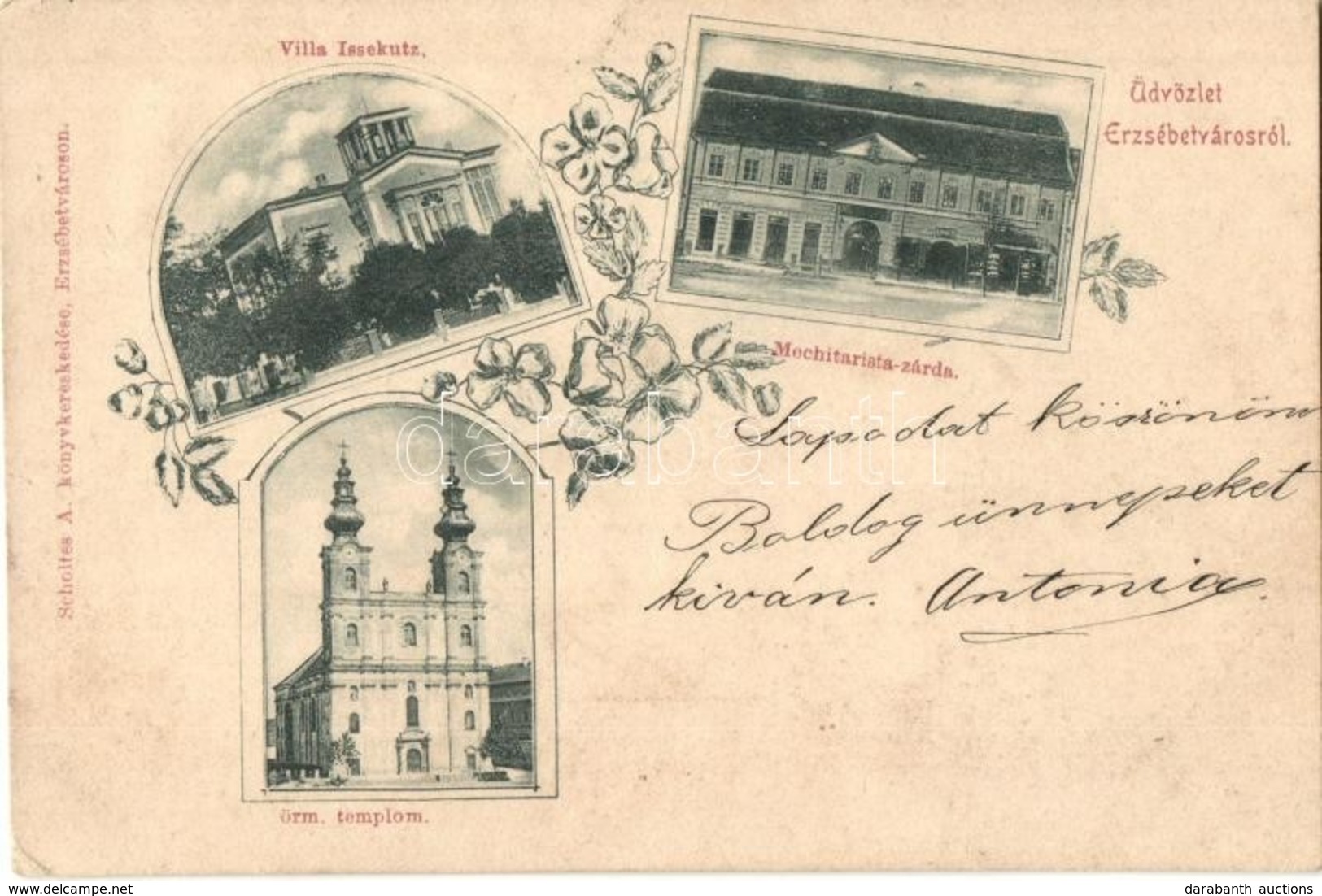 T2/T3 1901 Erzsébetváros, Dumbraveni; Örmény Templom, Mechitarista Zárda, Villa Issekutz. Scholtes A. Kiadása / Armenian - Sin Clasificación