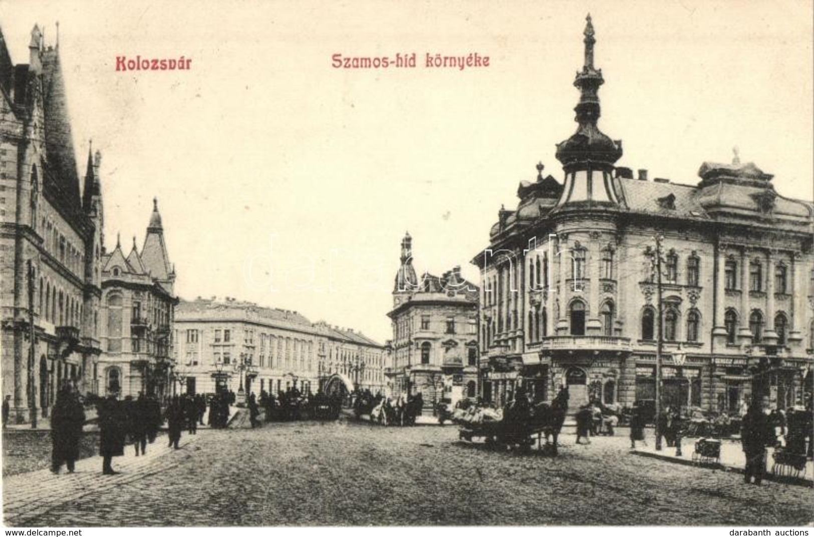 T2/T3 1908 Kolozsvár, Cluj; Szamos Híd Környéke, Wertheimer Vilmos, Gergely János üzlete / Street View Near The Somes Br - Sin Clasificación