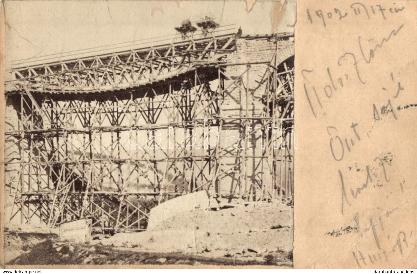 T3 1902 Kolozsvár, Cluj; Vasúti Híd, Viadukt építése Kolozsvár Közelében / Construction Of A Railway Bridge Near Cluj, V - Sin Clasificación