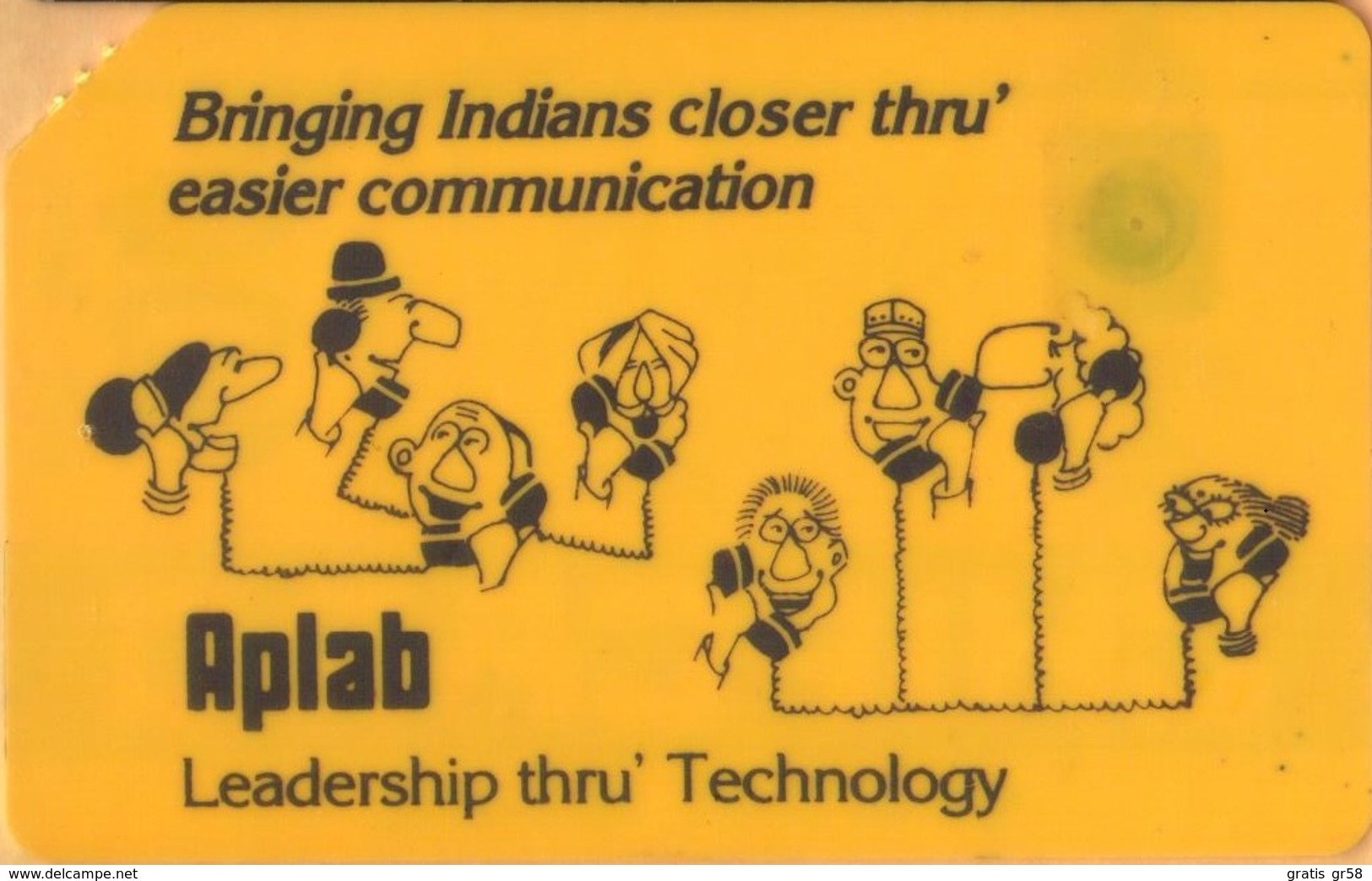 INDIA - ASCOM - Monetel, Yellow 100 - Telephoning People (Brown), 1989, Used - Inde