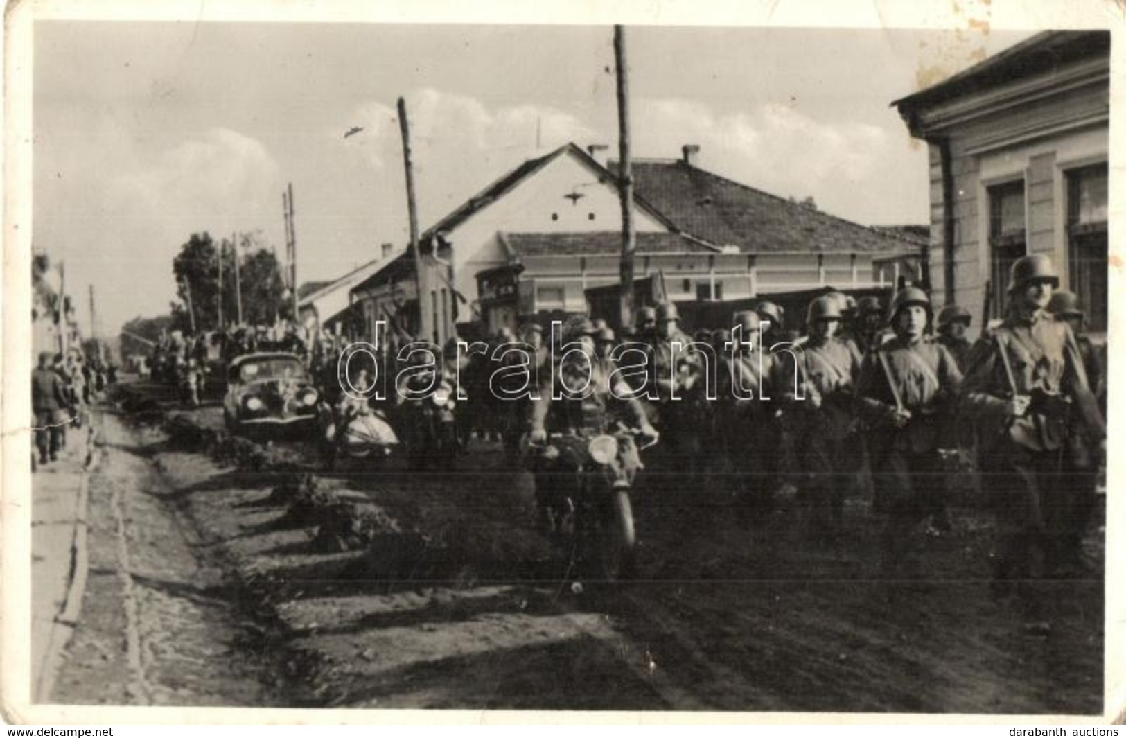 ** T2/T3 1940 Máramarossziget, Sighetu Marmatiei; Bevonulás, Katonák Motorral / Entry Of The Hungarian Troops, Soldiers  - Non Classés